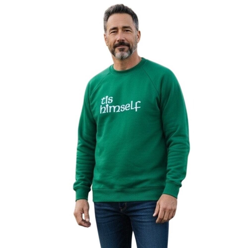 Vintage Tis Himself Size XL Green Jerzees Crewneck Sweatshirt Irish Shamrock